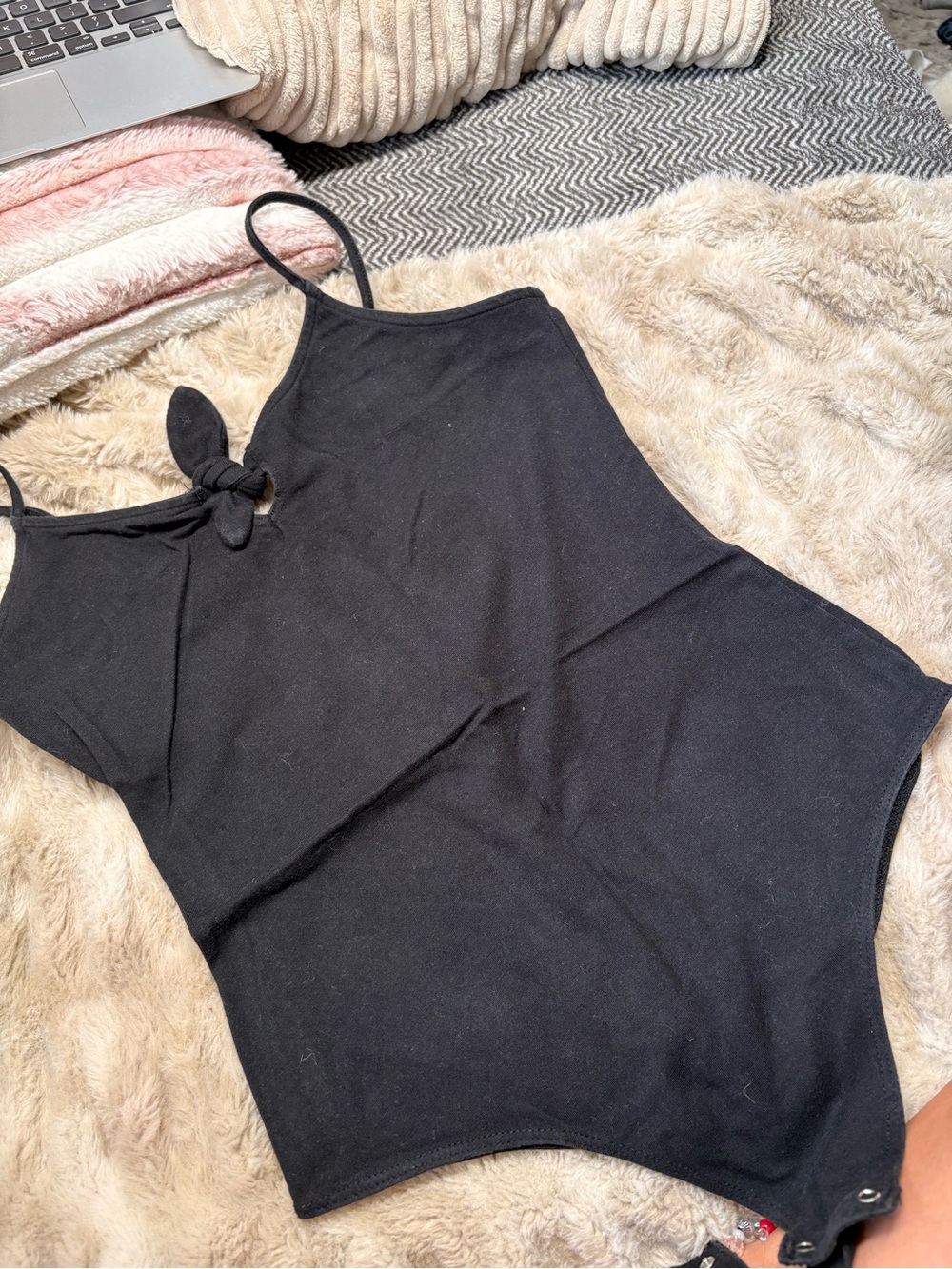 Garage Black Tie-Shoulder Bodysuit